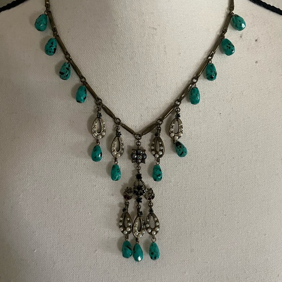 Yosca Jewelry - Yosca brass tone turquoise drop necklace!